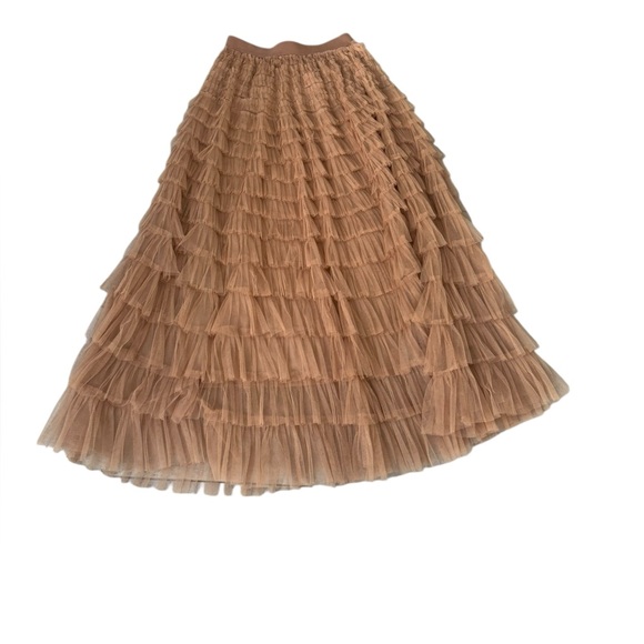 Camel Color Tulle Skirt- Fully Lined - Picture 2 of 3